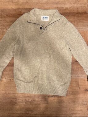 Urban Pipeline Oatmeal Marled Knit Mock Neck Button Quarter Zip Sweater Medium